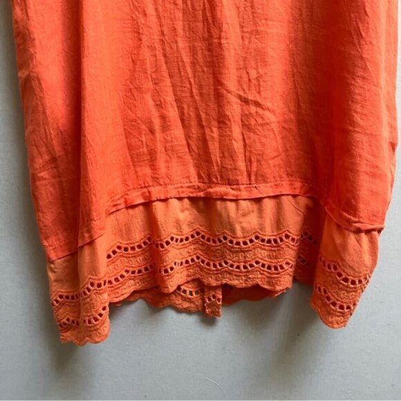 Vibrant Orange 100% Linen Made in Italy Button-Down Tunic Dress Sz XXL 26” PTP - Picture 12 of 13